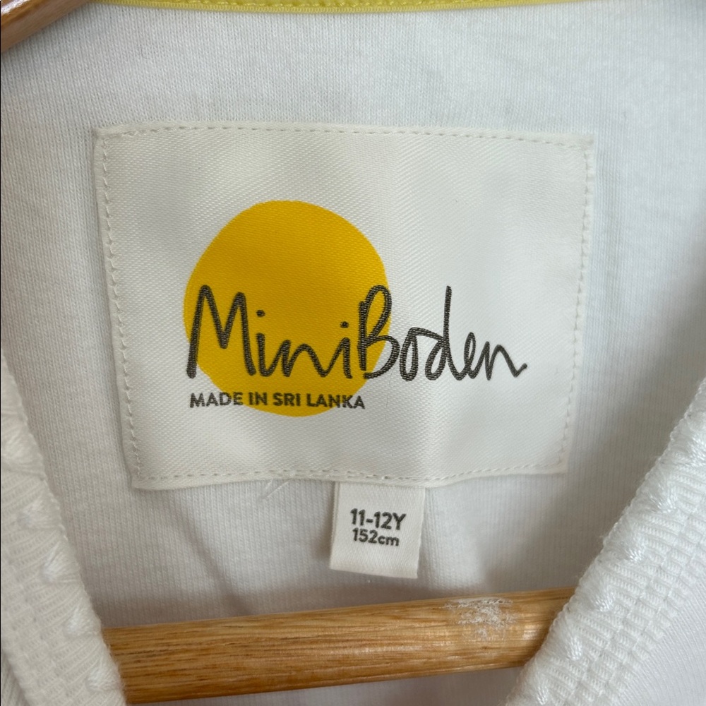 Mini Boden‎ Girls White Long Sleeve Tee Size 11-12 EUC - Picture 2 of 3